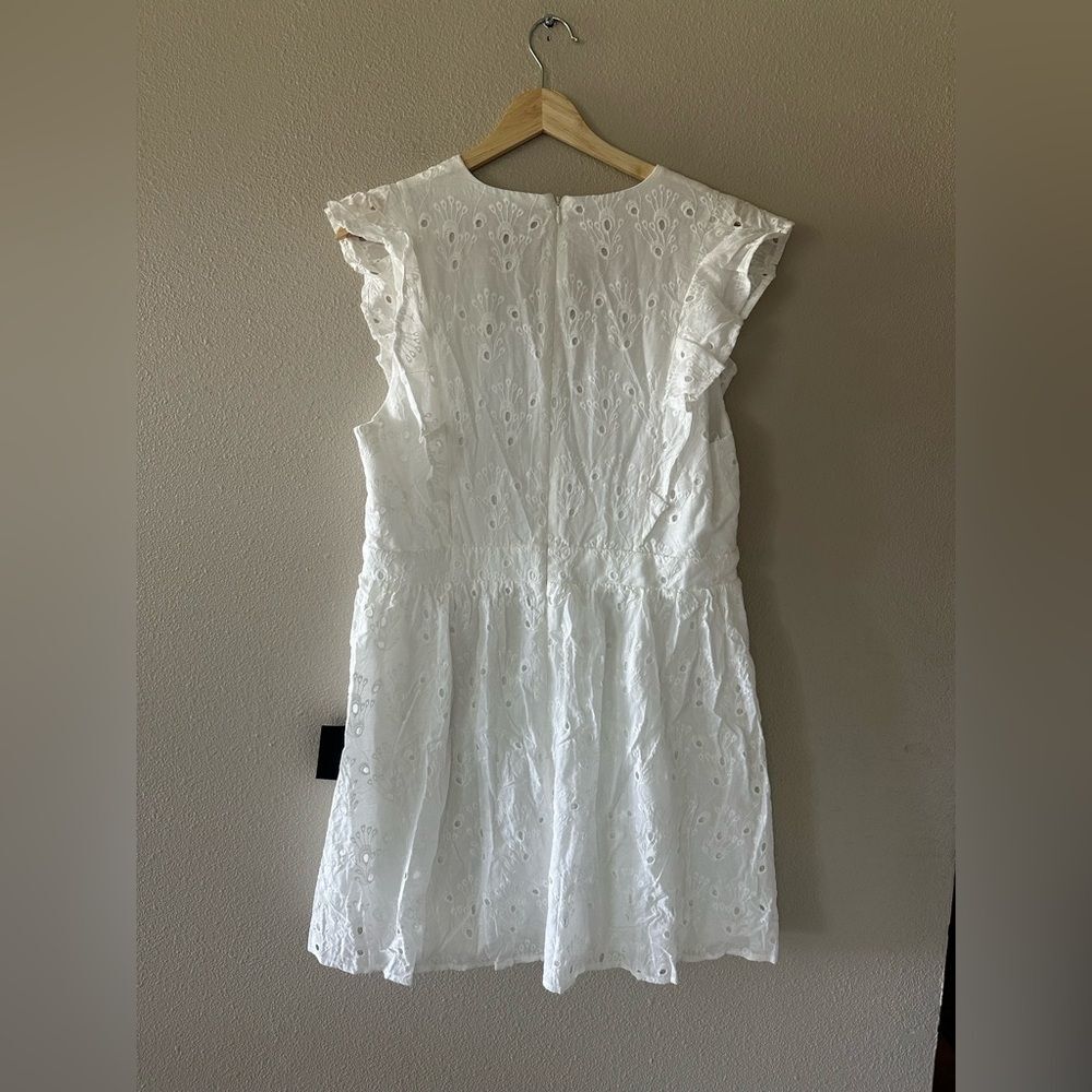 NWT Lulus Flirtatious in Florence White Ruffled Eyelet Cotton Mini Dress XL - Picture 7 of 9